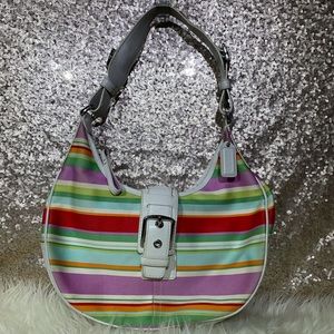 Coach Hampton Multicolor Striped Hobo Bag